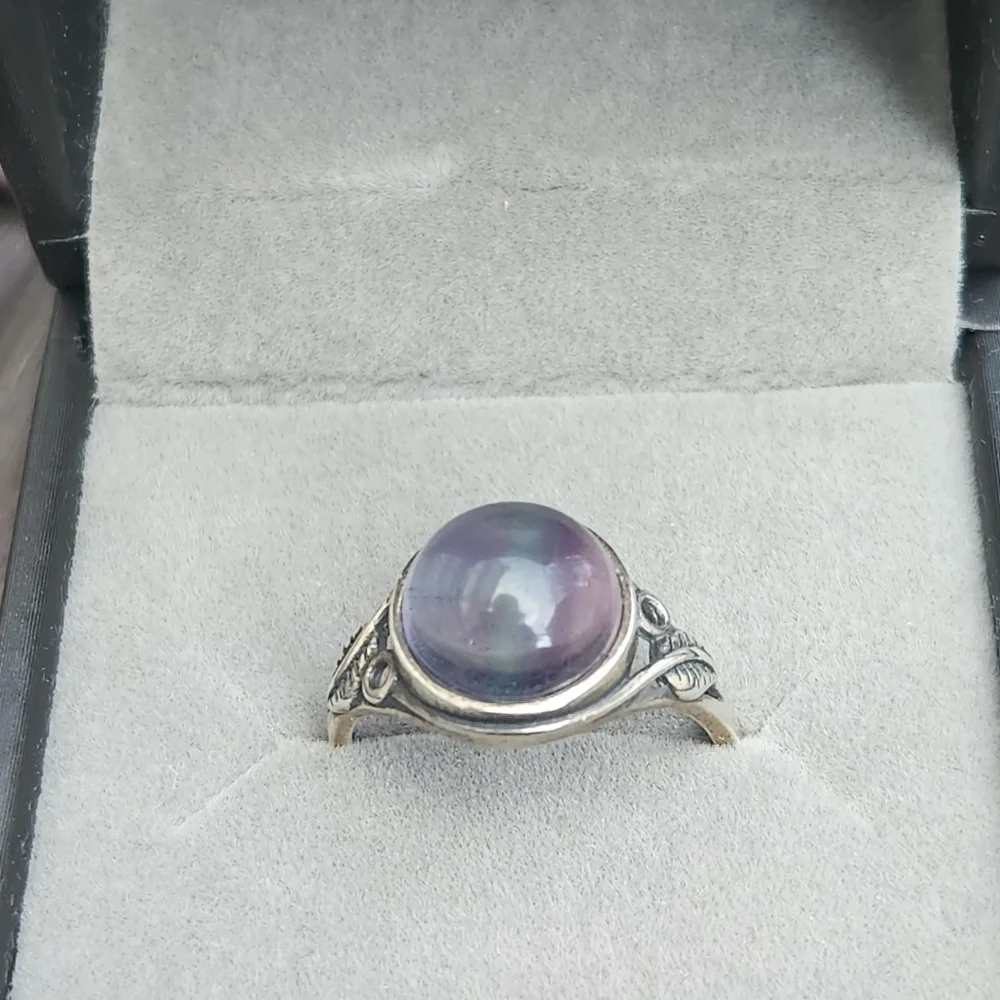 S925 Rainbow Fluorite Ring adjustable size